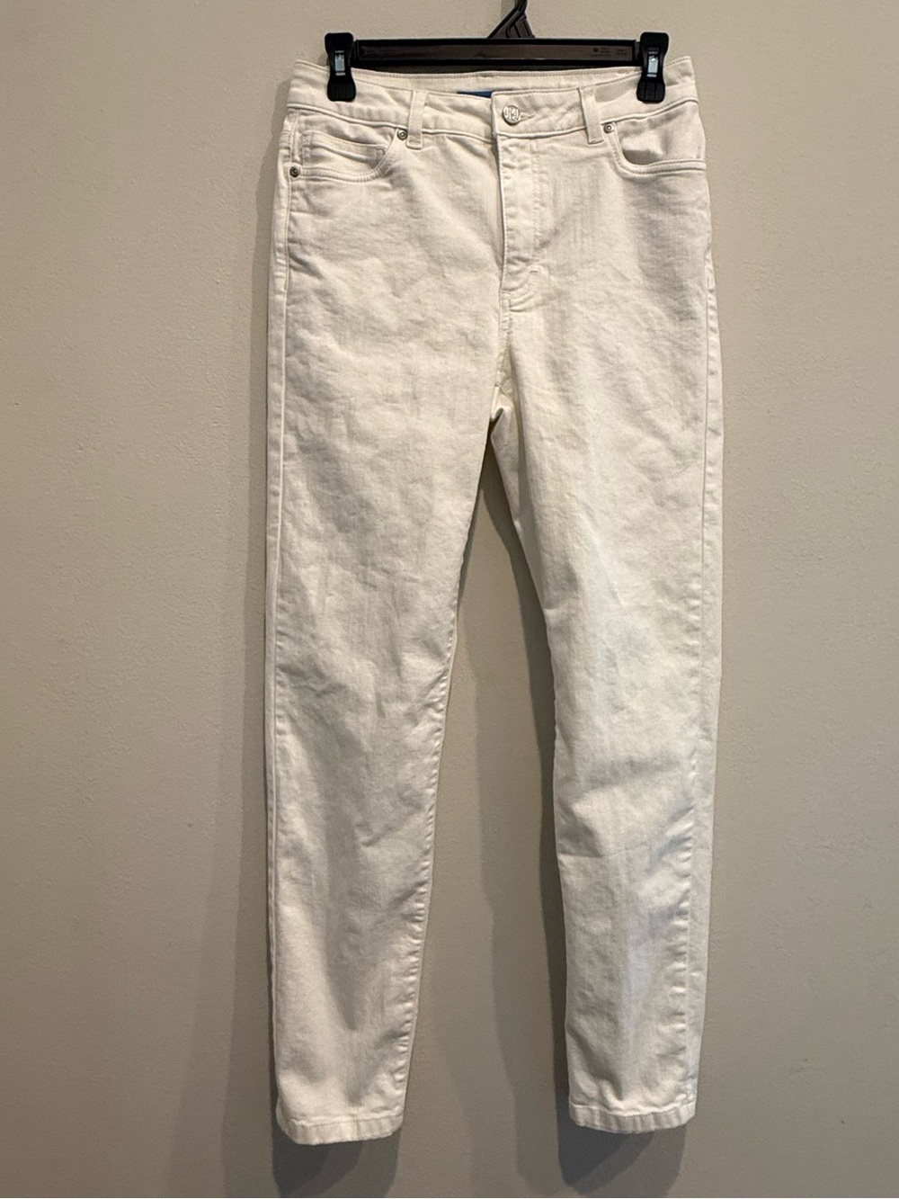 J McLaughlin Jeans Womens White Mid Rise Skinny Stretch Denim Pants Preppy 6